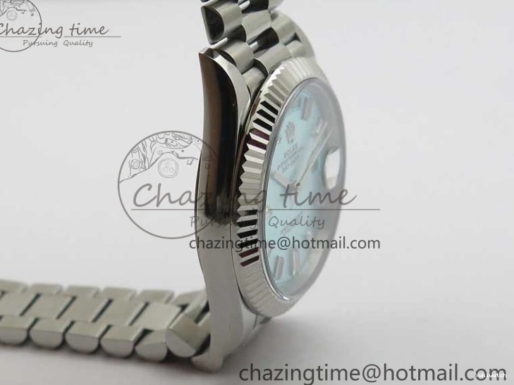 40mm Dial 904 President Ice on Markers T 228239 Blue Crystal SS A2836 Bracelet Dial New SS Version BP Day-Date 0330